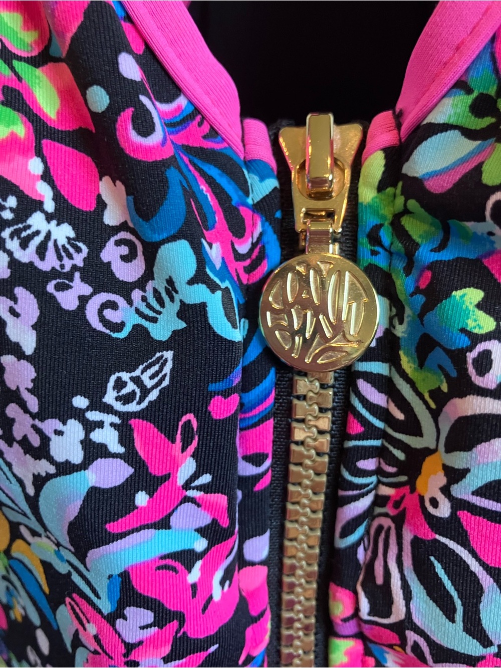 Lilly Pulitzer Floral Zip-Front One-Piece Swimsuit - Pink/Blue/Green - Picture 2 of 3
